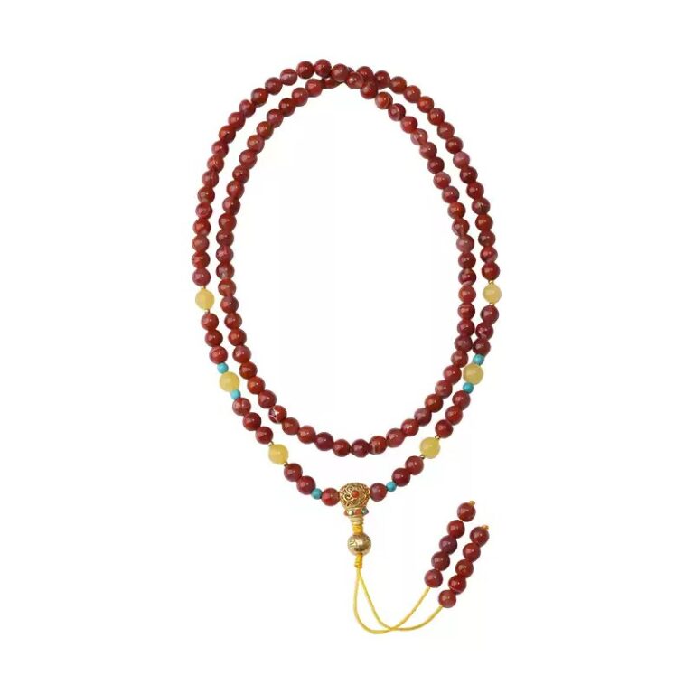 Chuan material nanhong agate beeswax beads string multi-ring bracelet necklace dual-purpose rosary women's strings-3