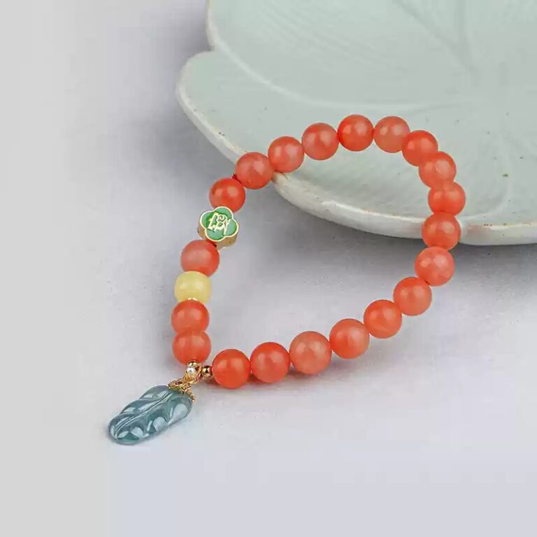 S925 silver Anji Chuan material Nanhong string women's beaded bracelet gift for mother-3