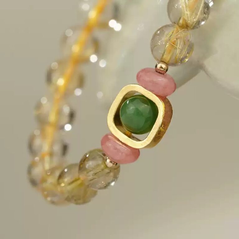 Chrysoberyl Beaded Bracelet Women's Citrine Jadeite Doppelganger Bead String Multi Loops-4