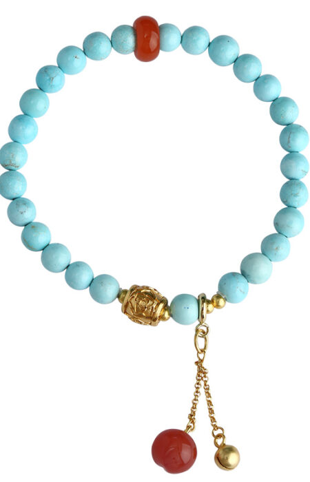 Turquoise Beeswax Bracelet Nanhong Jasper Transfer Beads Multiple Treasures Bracelet Single Loop Hand Held Rosary Beads String Beads