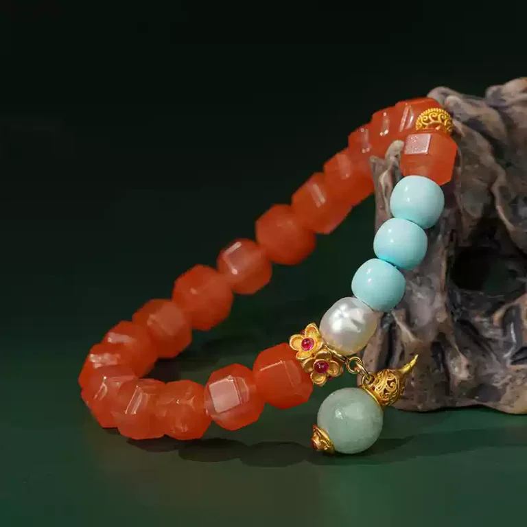 Turquoise Nanhong two-tone bracelet female beeswax transfer beads strings for mom birthday gift-3