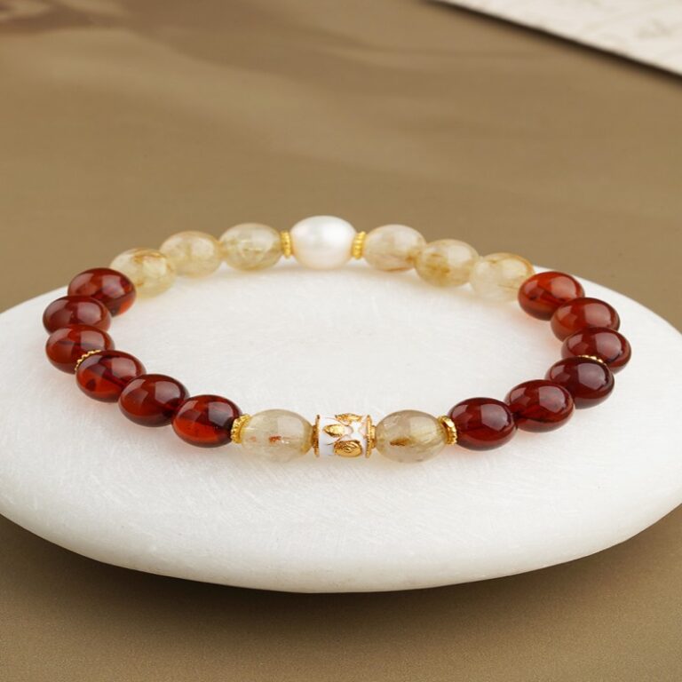 Amber string hair crystal pearl simple niche new Chinese ethnic style single circle women's crystal bracelet-4