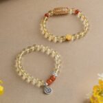 Citrine agate strings 925 silver hand plate women's bracelet this year lucky beads single circle bracelet