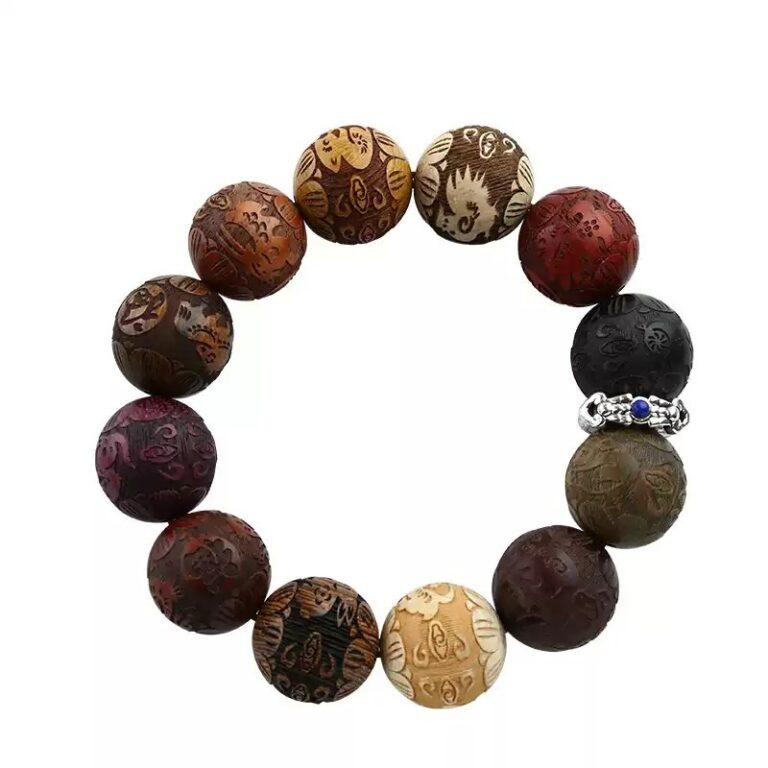 Green sandalwood huanghuali jinshi nanmu wood doppelgänger zodiac year of life string men's bracelet-2