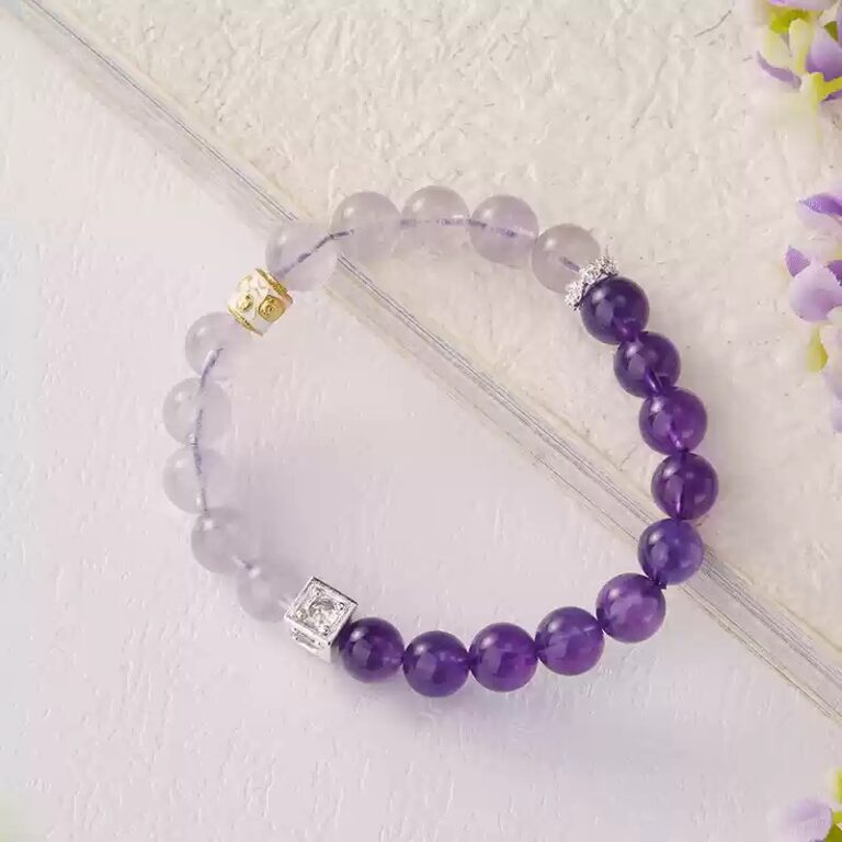 Amethyst Bracelet Women's Lavender Purple Beads Beaded White Crystal Bracelet Girls Premium-3