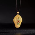 Collection of gold and jade pendant men and women couples models simple and Tianyu white jade pendant gold necklace-1