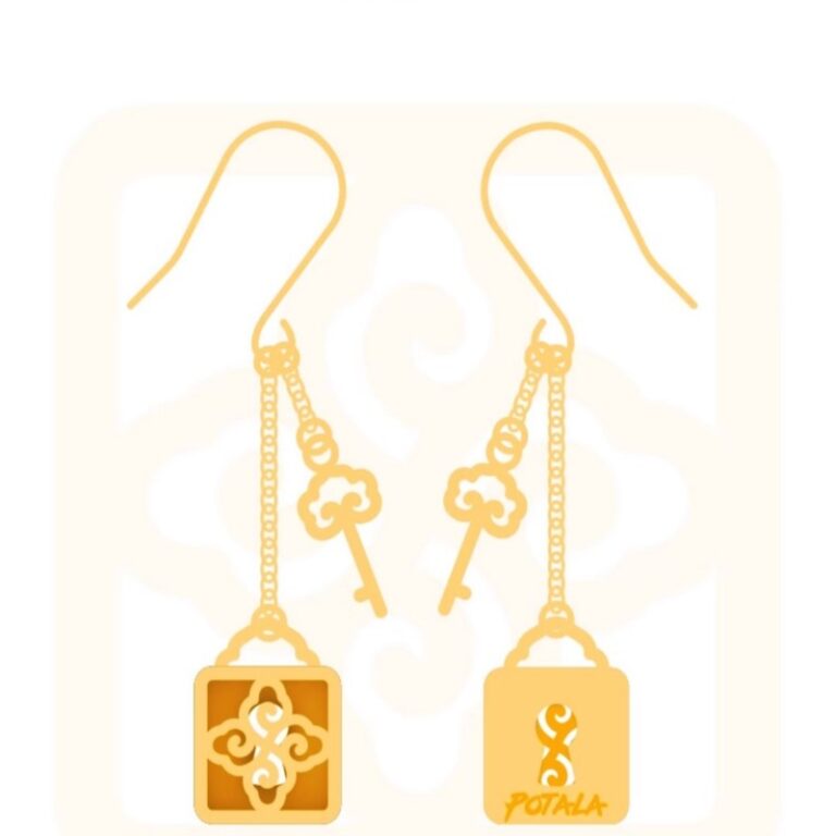 Ruyi Lock Earrings 999 Gold Pendant Solid Gold Birthday Gift for Girlfriend Earrings Gift-1