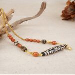 Nine-eyed dzi Nanhong pendant necklace Tibetan lanyard agate necklace men's and women's models pendant-3