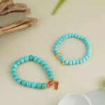 Pure Gold Bar Pendant Turquoise String Women's Tibetan Single Circle Ethnic Style Bracelet Ethnic Style-3