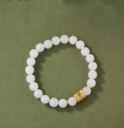 White Jade Bracelet Premium Sense Single Loop White Jade Beads Beaded Bracelet Female Simple Hand Jewellery Gift-2