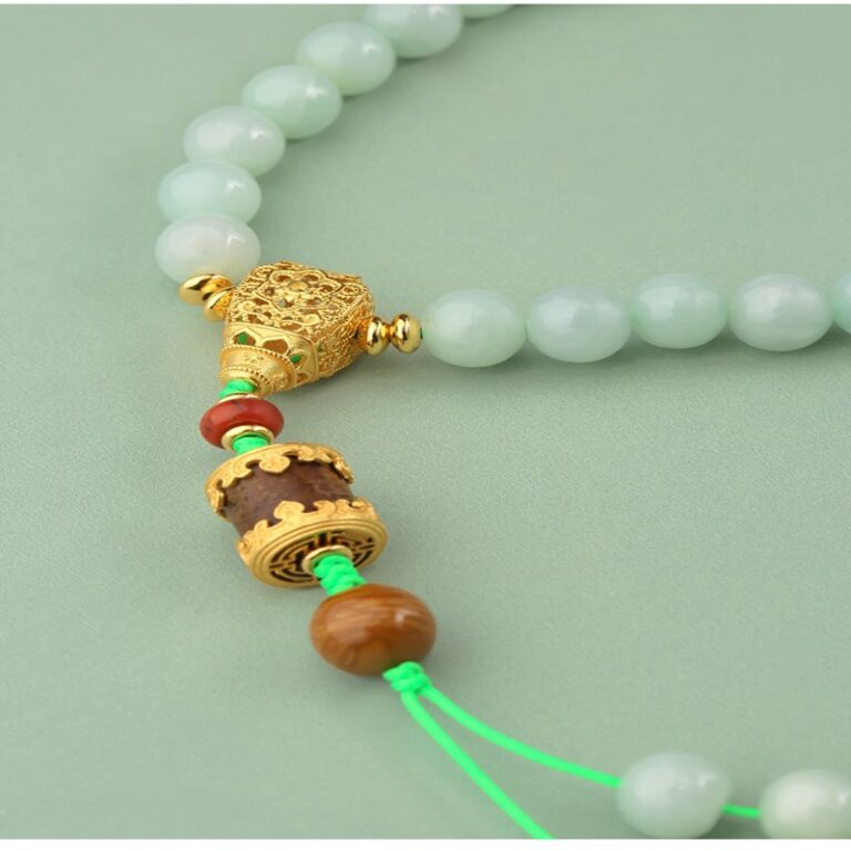 Jade Nanhong amber 108 beads strings senior sense strings icy glutinous jade round beads multi-circle bracelet-2