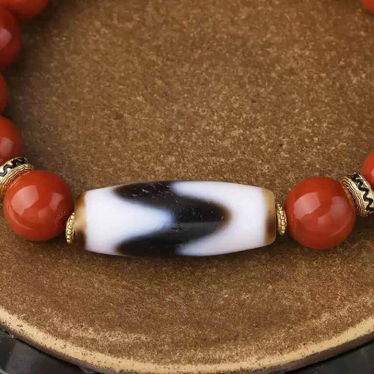 Nanhong tiger tooth dzi bead bracelet this year niche design single circle agate bead bracelet women gift-2