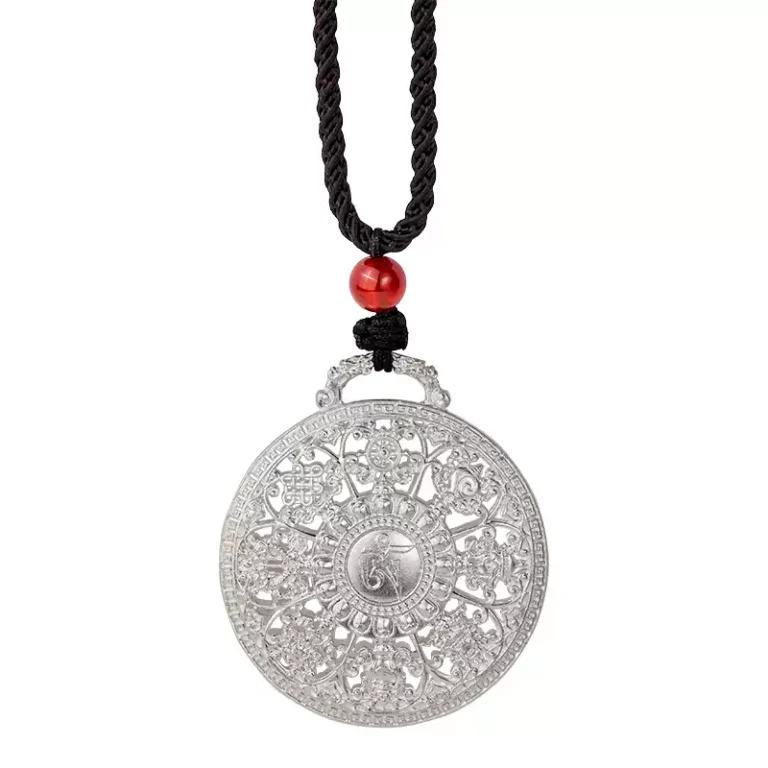 Eight Treasures Auspicious 999 Silver Pendant Necklace Men and Women Models This Year Tibetan Ethnic Style Collarbone Chain