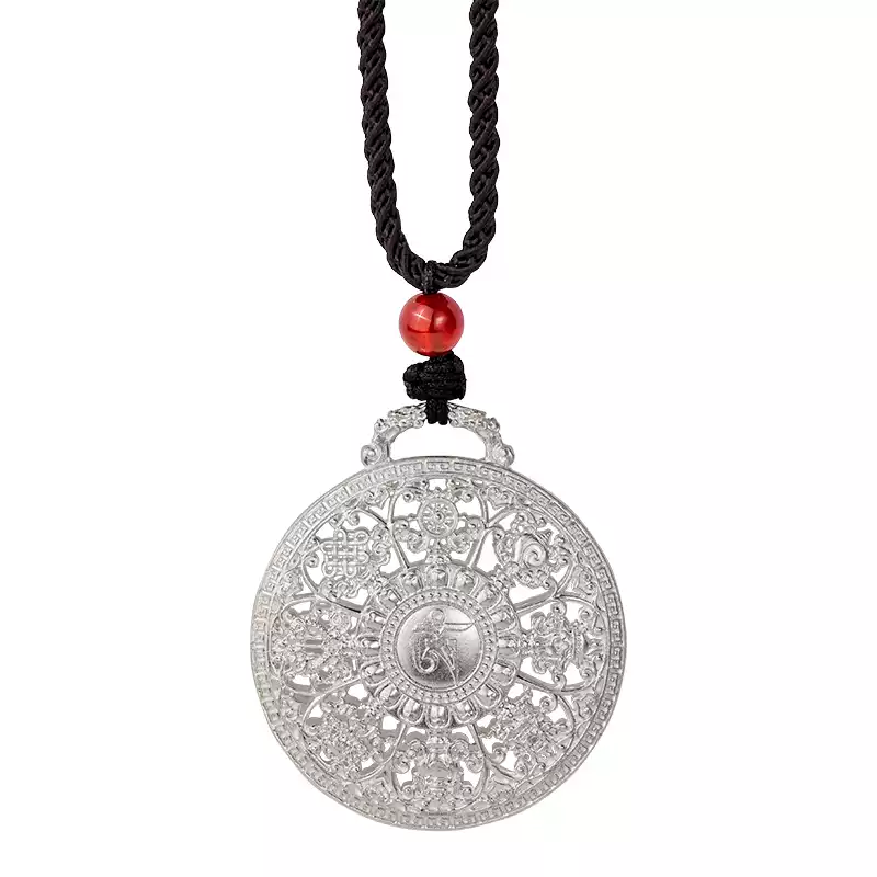 Eight Treasures Auspicious 999 Silver Pendant Necklace Men and Women Models This Year Tibetan Ethnic Style Collarbone Chain