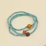 Turquoise strand with beeswax pearl multi loop bracelet dobby pan play jewelry handheld round beads-4