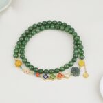 925 Silver Peaceful Joyful Wealth Hetian Jade Bracelet Beeswax Chuan Material Nanhong Women's Multi Loop Bracelet-1