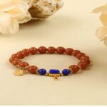 Chuan material nanhong agate lapis lazuli strings single circle women's beaded bracelet-2