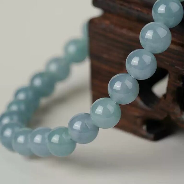 Blue jadeite strings for the current year lucky beads jade beads beaded bracelet women's birthday gift-7