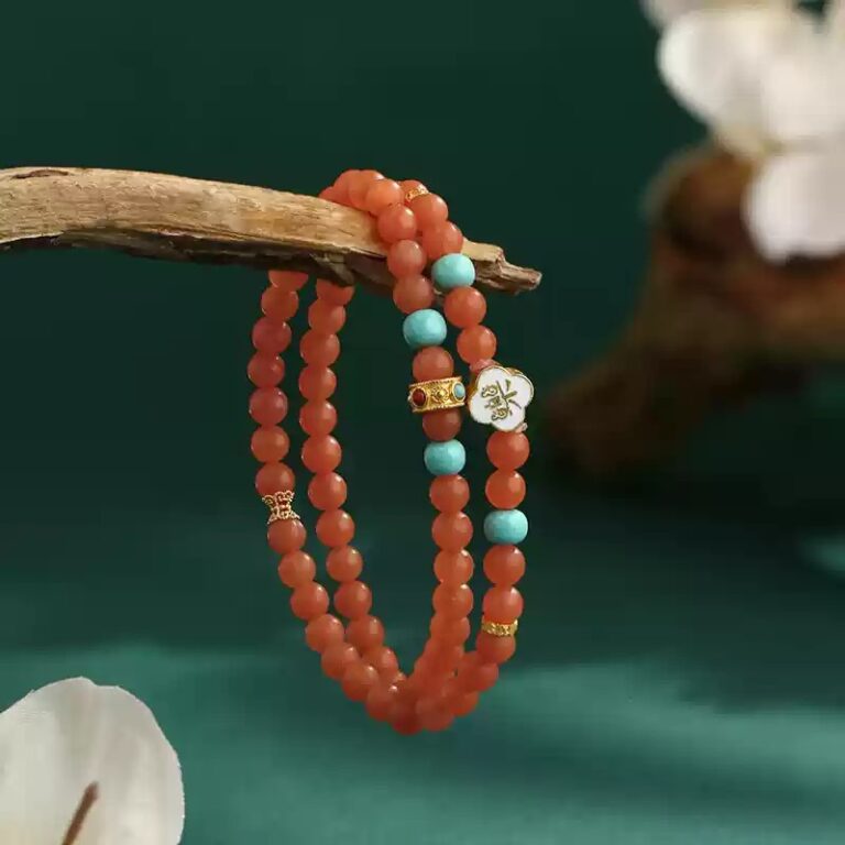 Baoshan Southern Red Green Pine Multi Loop String Six Character Truth Transfer Bead String Female Beaded Bracelet Charms Rosary-1