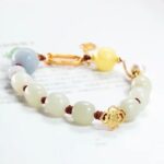 Jade Multi Treasure Beeswax Bracelet Pixi South Red Jasper Aquamarine Jade Beads Beaded Bracelet Female-4