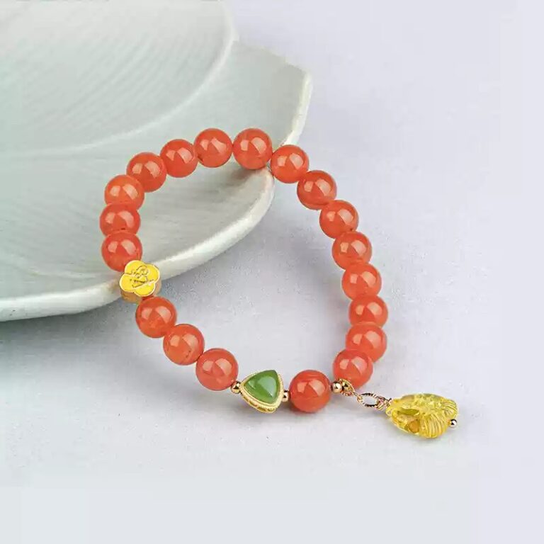 S925 silver Anji Chuan material Nanhong string women's beaded bracelet gift for mother-4