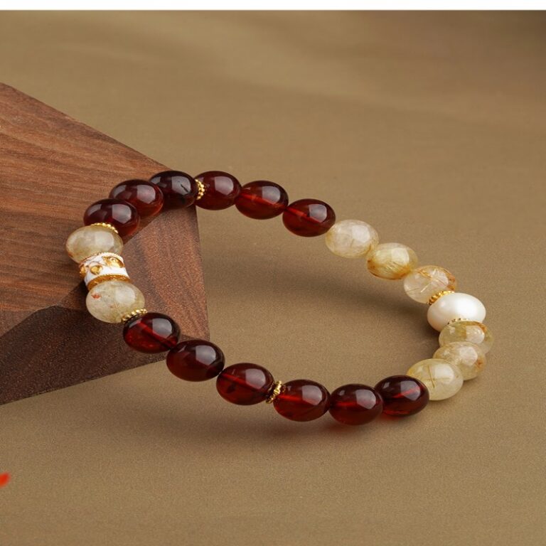 Amber string hair crystal pearl simple niche new Chinese ethnic style single circle women's crystal bracelet-1