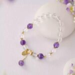 Amethyst Bracelet Women's Lavender Purple Beads Beaded White Crystal Bracelet Girls Premium-4