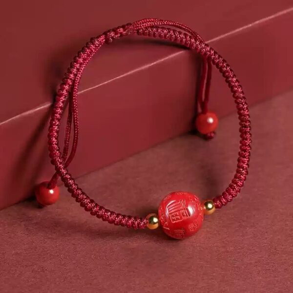 Cinnabar Red Rope Bracelet Men Women Lunar Year Dragon Hand String Beads Compilation Red Hand Rope Gift Jewellery-1