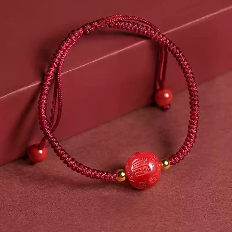 Cinnabar Red Rope Bracelet Men Women Lunar Year Dragon Hand String Beads Compilation Red Hand Rope Gift Jewellery-1