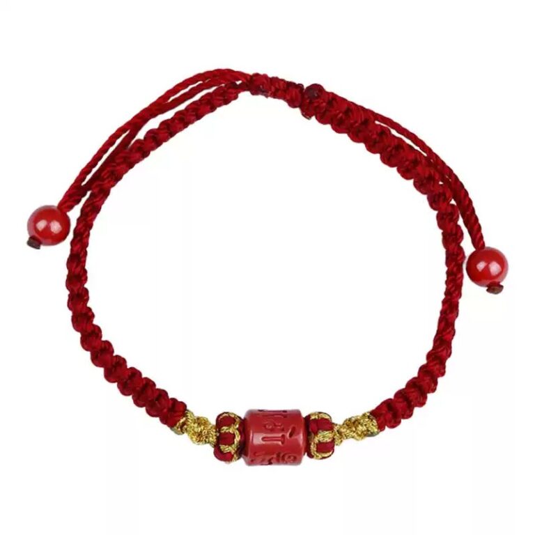 Cinnabar Hand Rope Six Character Truth Transfer Beads Lunar New Year Hand-Woven New Year Red Rope Red Bracelet-4