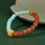 Turquoise Nanhong two-tone bracelet female beeswax transfer beads strings for mom birthday gift-4