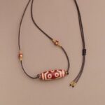 Red Flesh Nine Eyes Dzi Pendant Six Character Truth Transfer Beads Tibetan Lanyard Agate for Men and Women-2