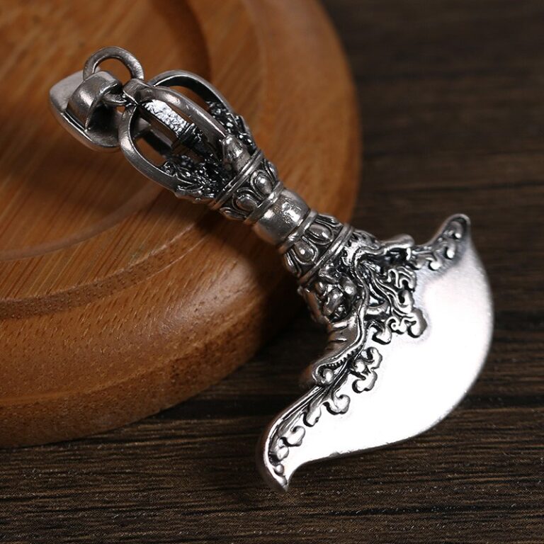 Sterling Silver Vajra Battle-ax Sword Pendant Pendant Tibetan Tibetan Original Retro Niche Necklace Accessories Gift-2