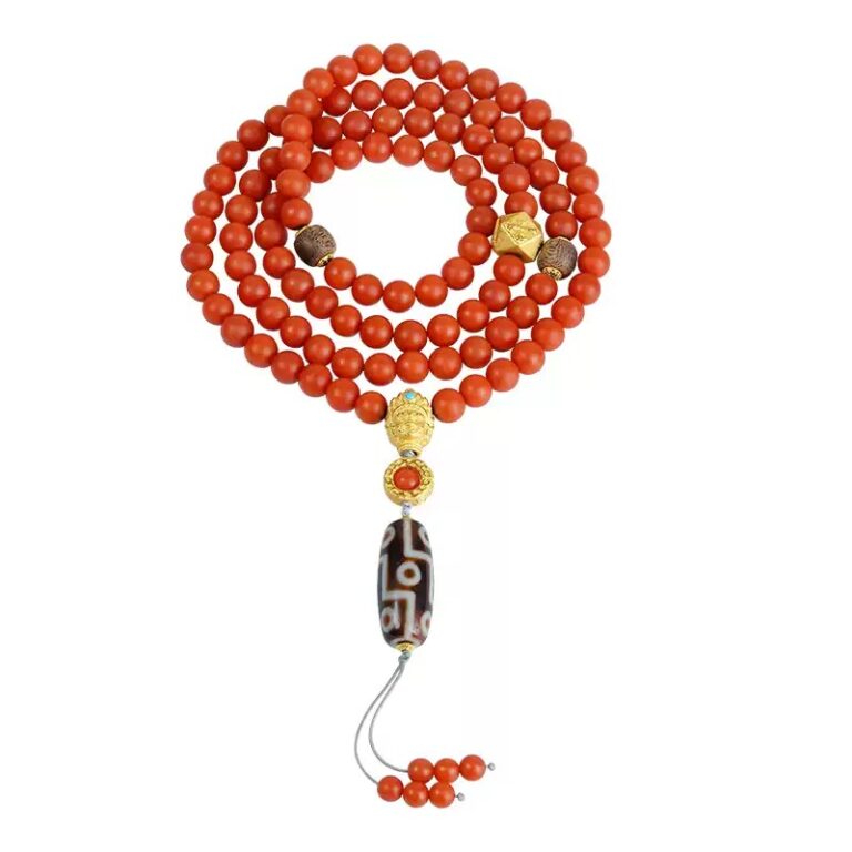 Baoshan Nanhong foot gold nine eyes dzi bead 108pcs Buddha bead string female agate bracelet-3