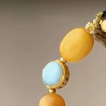 Silver Six Character Beeswax Bracelet Women's Single Loop Amber Bracelet Beading-3