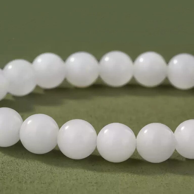 White Jade Bracelet Premium Sense Single Loop White Jade Beads Beaded Bracelet Female Simple Hand Jewellery Gift-3