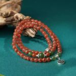 Sichuan material Nanhong jasper multi-turn strings original design niche bracelet birthday gift for girlfriends-3