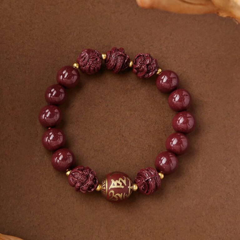 Purple Gold Sand Cinnabar Bracelet Hexagonal Fragrance Grey Six Character Truth Transfer Beads Men's and Women's Lunar New Year Bracelets-1