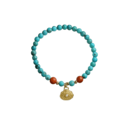 Turquoise Strings Beeswax Nanhong with Beads Multi Treasure Bracelet Tag Single Loop Beading Sub Ethnic Style