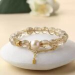 Citrine strings female nanhong transit beads gold hair crystal bracelet for girlfriend birthday gift-2