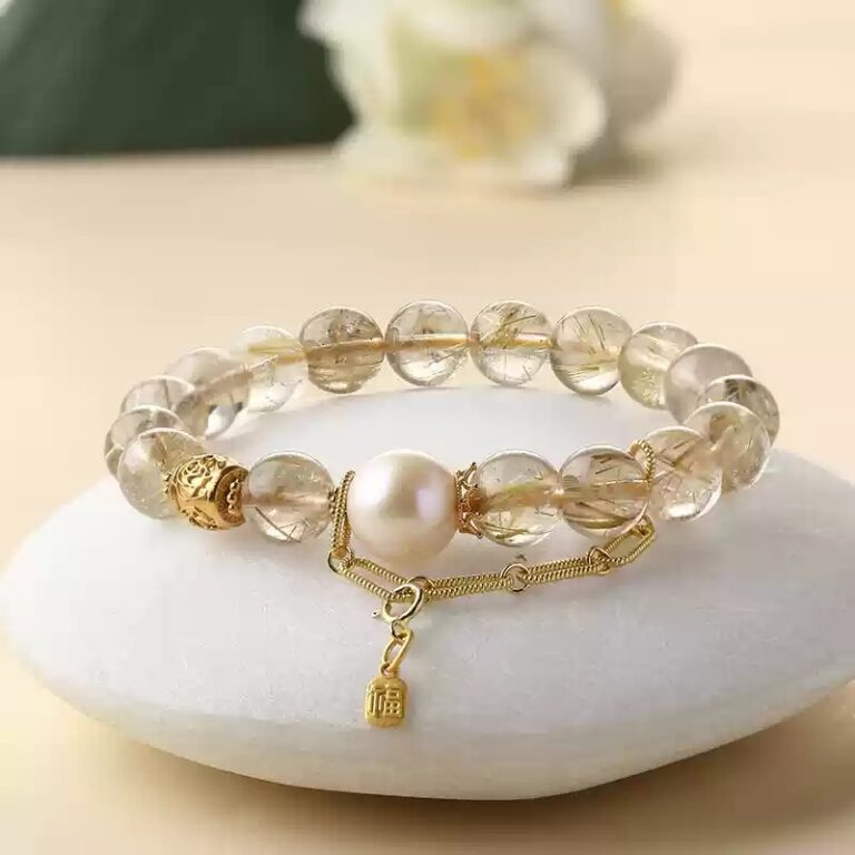 Citrine strings female nanhong transit beads gold hair crystal bracelet for girlfriend birthday gift-2