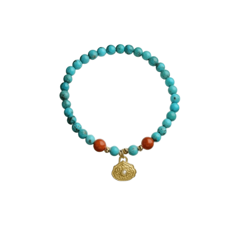 Turquoise Strings Beeswax Nanhong with Beads Multi Treasure Bracelet Tag Single Loop Beading Sub Ethnic Style