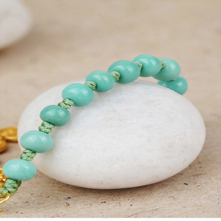 Turquoise bracelet s925 silver auspicious eight treasures accessories small tag string niche ethnic style-3