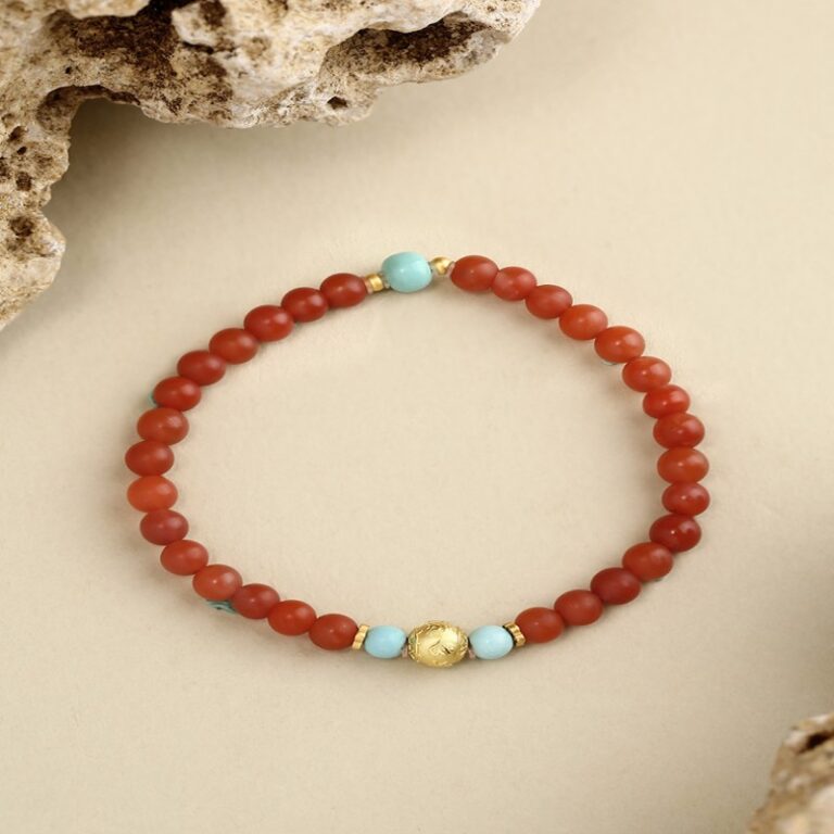 Baoshan southern red green pine six words of truth single circle string women's beads bracelet millet beads -3