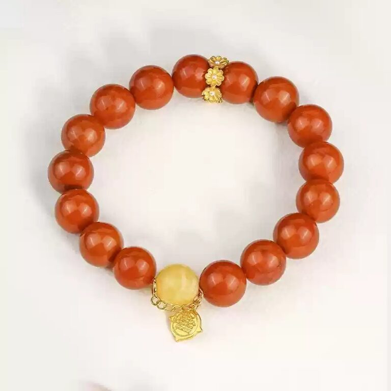 Sichuan material nanhong agate strings women's persimmon red Lunar New Year transit beads bracelet