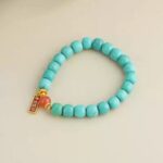 Pure Gold Bar Pendant Turquoise String Women's Tibetan Single Circle Ethnic Style Bracelet Ethnic Style-4