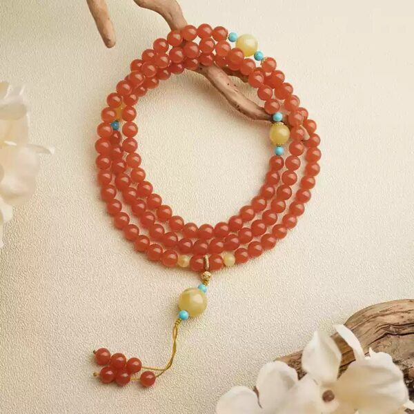 Baoshan Nanhong ice red 108 Buddha beads necklace beads strings women's multi-ring bracelet rosary strings-5