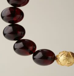 Blood peroxide beeswax strings simple burgundy amber round beads Buddha beads rosary six words bracelet female-4