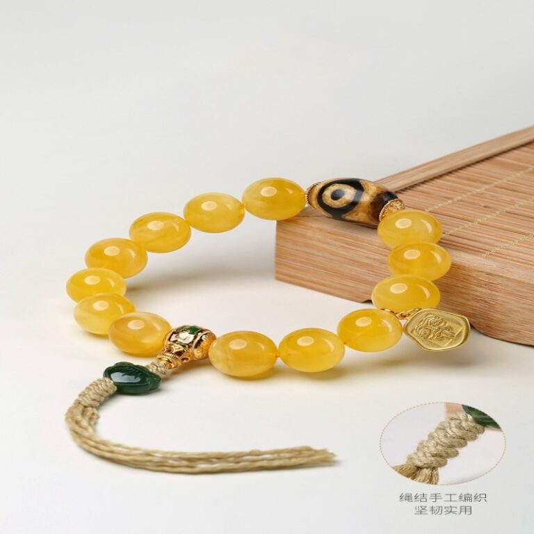 925 Silver Six Character Truth Weighing Beeswax String Three Eyes Dzi Bead Bracelet for Women-6