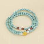 Turquoise strand with beeswax pearl multi loop bracelet dobby pan play jewelry handheld round beads-5